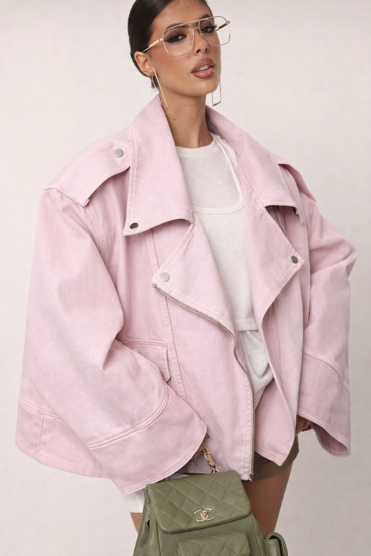 Veste jean maxi oversize Rose 13977