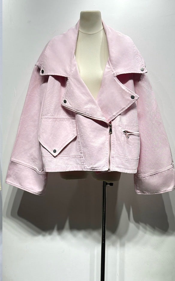Veste jean maxi oversize Rose 13977
