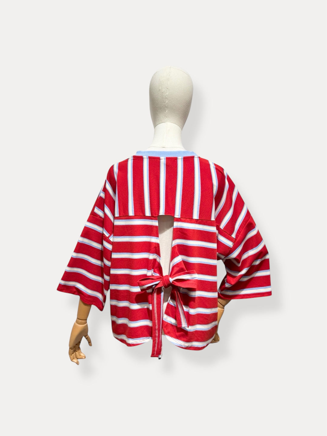 T-shirt rayure dos attaché rouge