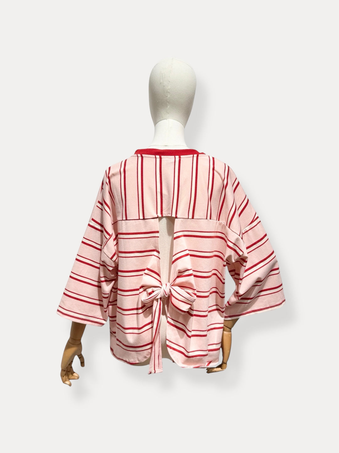 T-shirt rayure dos attaché rose