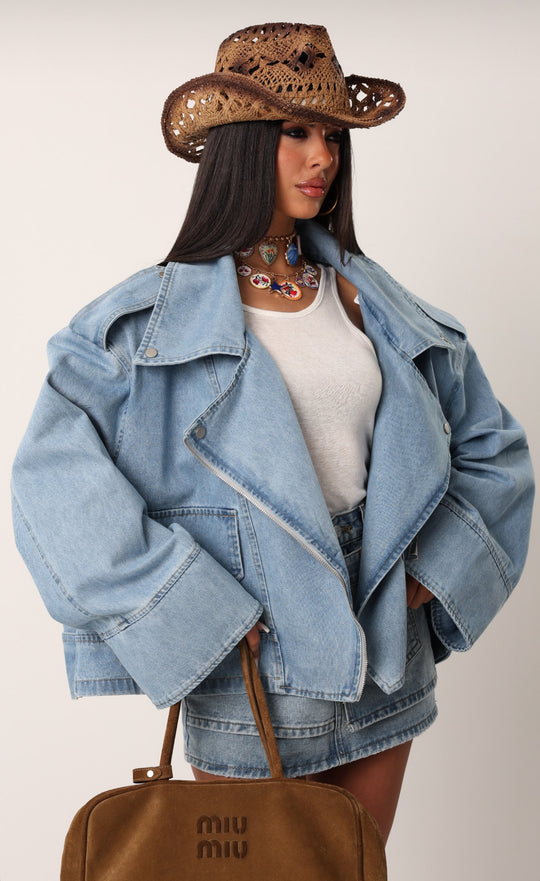 Veste jean maxi oversize Bleu 13977