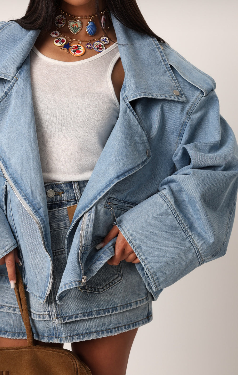 Veste jean maxi oversize Bleu 13977