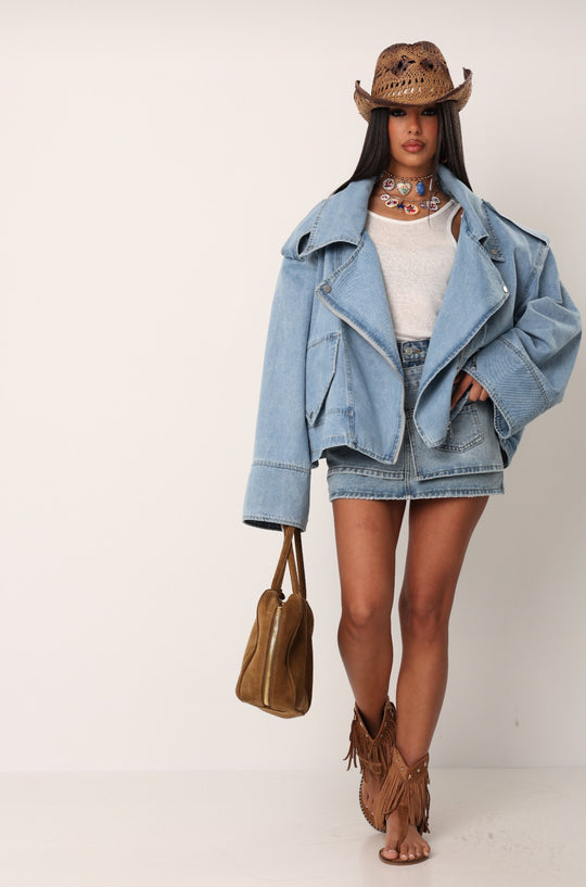 Veste jean maxi oversize Bleu 13977