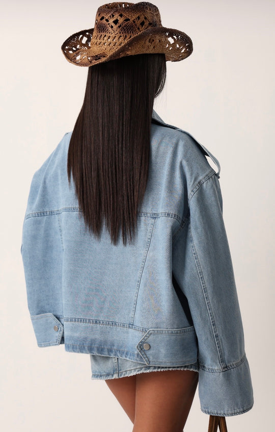 Veste jean maxi oversize Bleu 13977