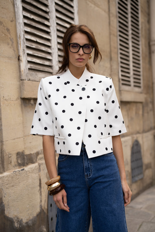 Blazer court à pois 26083