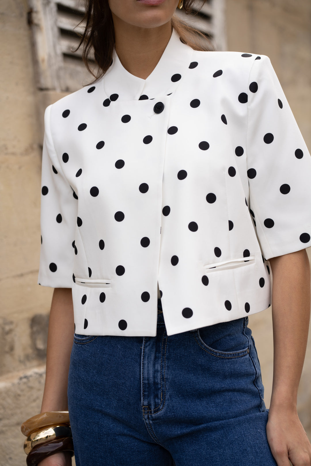 Blazer court à pois 26083