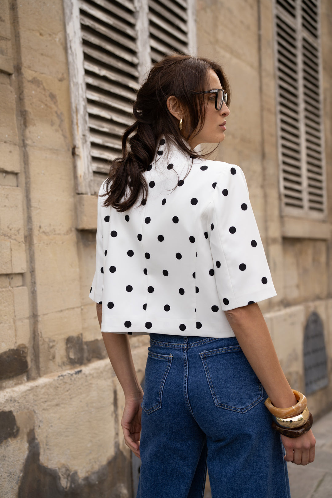 Blazer court à pois 26083