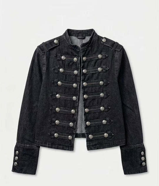 Veste jean officier noir/gris