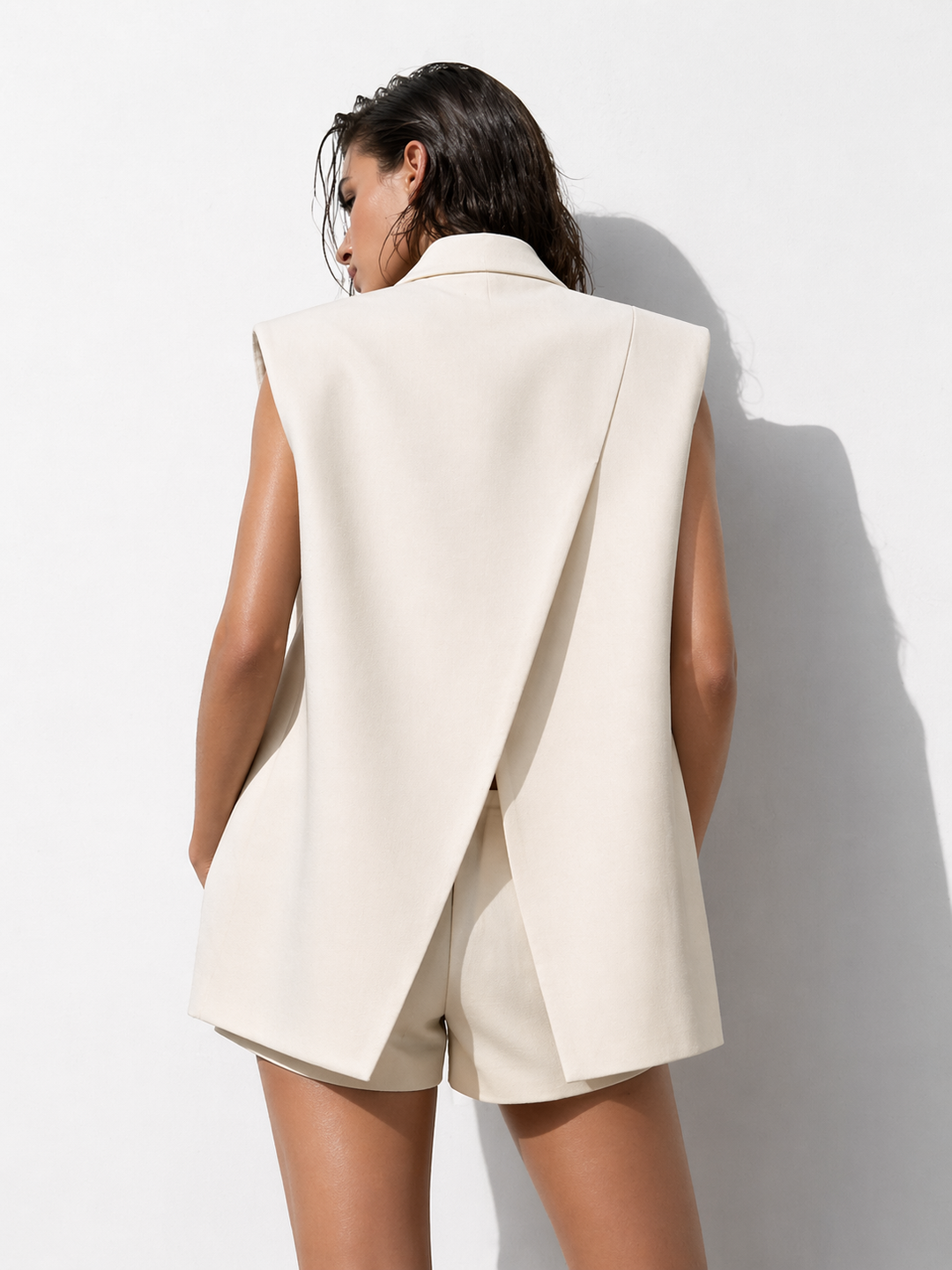 Blazer lin sans manches Ecru 15215