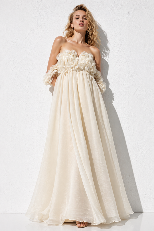 Robe princesse beige R11630