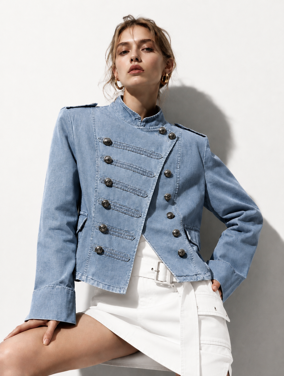 Veste jean officiel Bleu lacets au dos 15722
