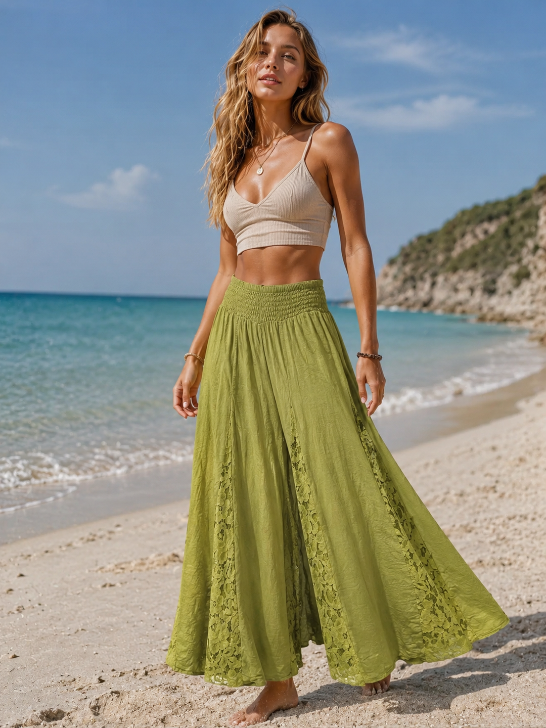 Pantalon maxi oversize Vert