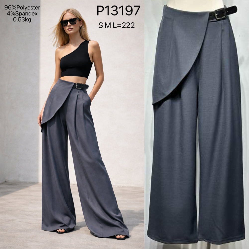 Pantalon gris drapé côté 13197