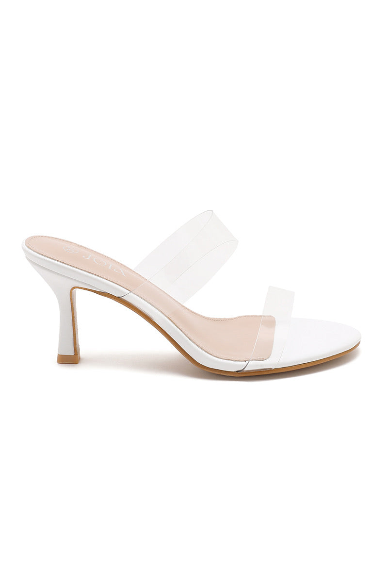 Mule a talon bandes transparent blanc H8-1272