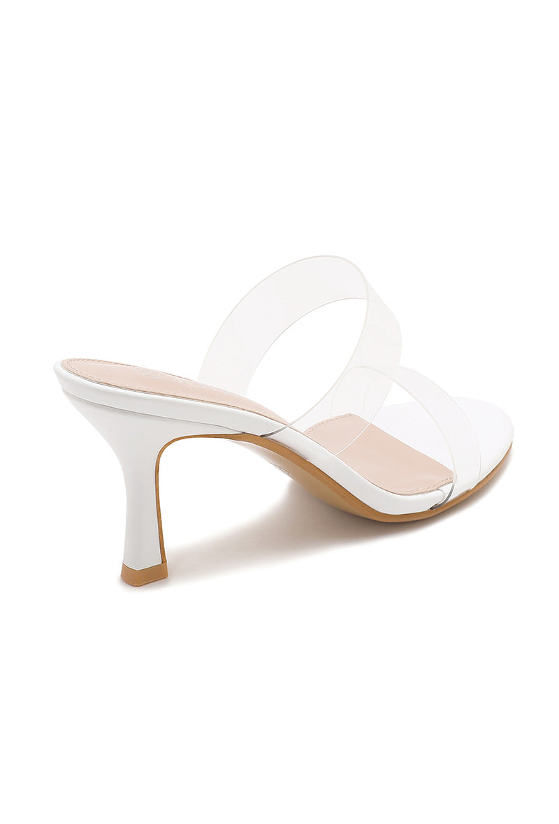 Mule a talon bandes transparent blanc H8-1272