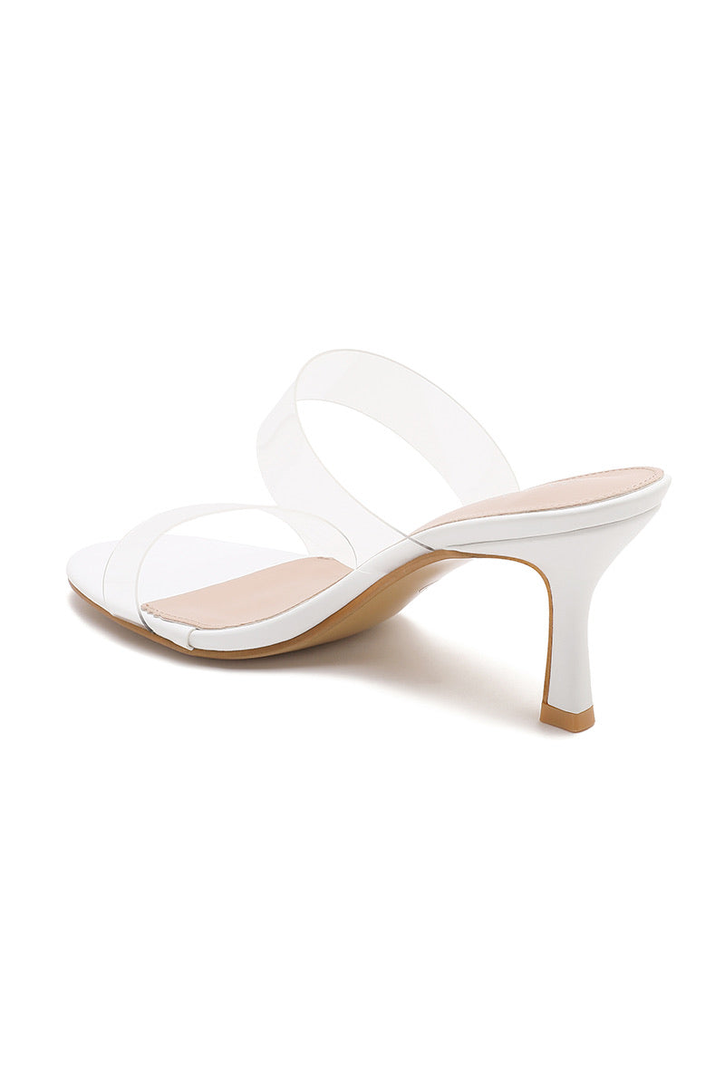 Mule a talon bandes transparent blanc H8-1272