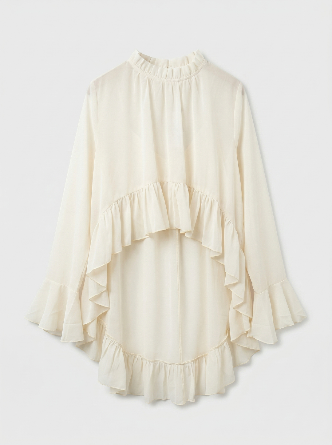 Blouse en voile long à l’arriere 9065 Beige