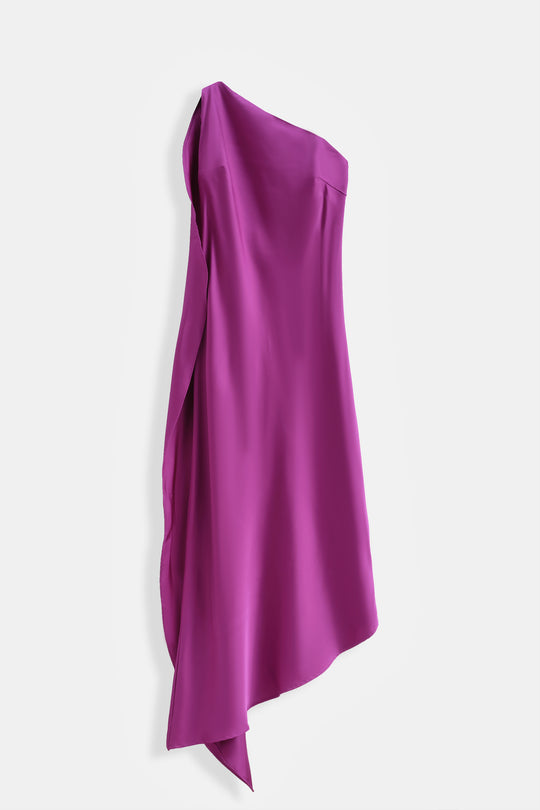 Robe satin drapé d’un côté 9670 violet