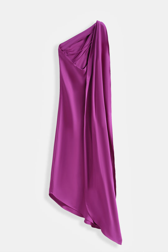 Robe satin drapé d’un côté 9670 violet