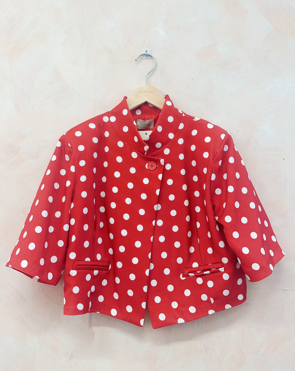 Blazer court à pois Rouge 3152