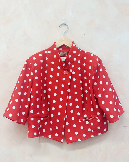 Blazer court à pois Rouge 3152