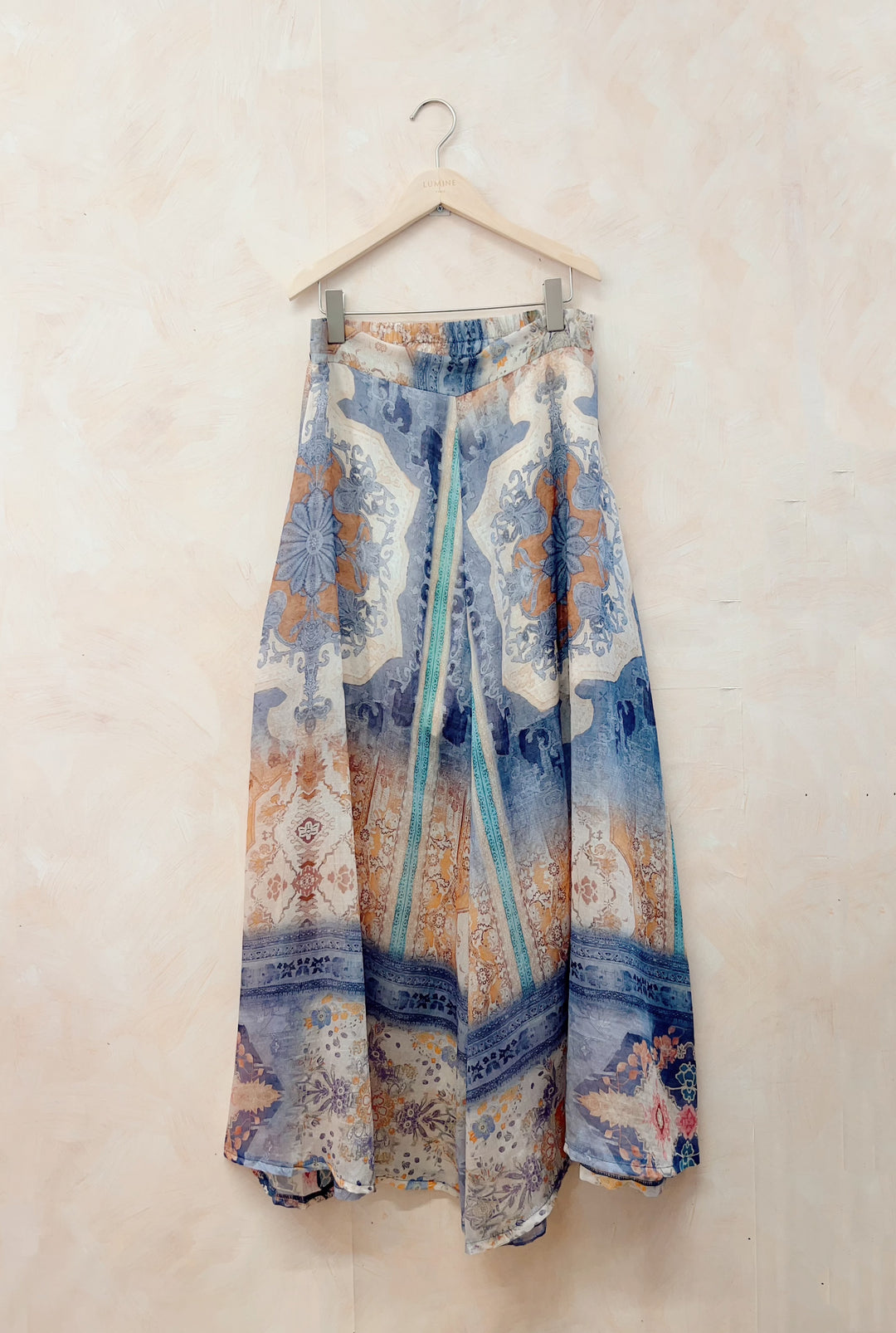 Pantalon tencel imprimé bleu