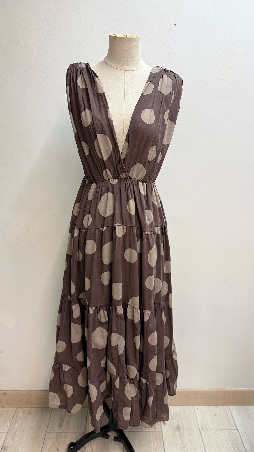 Robe coton gros pois choco A5790