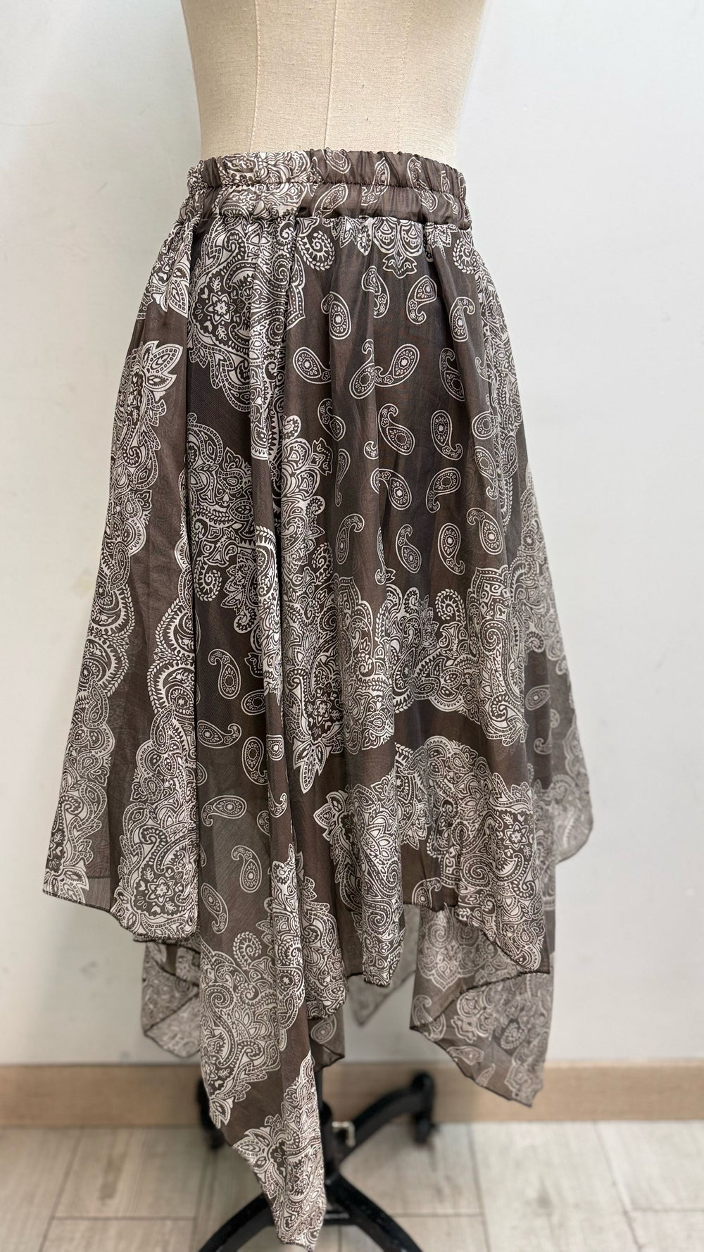 Jupe asymétrique bandana choco 7116