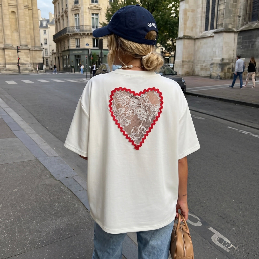 T-shirt Blanc dos cœur ❤️ 08736