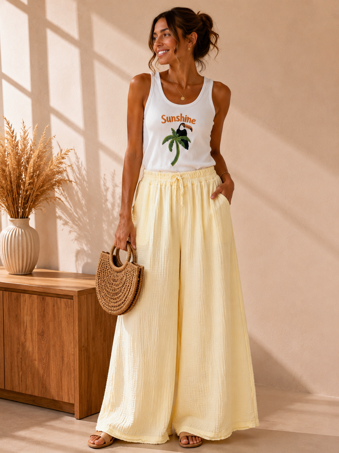 Pantalon loose gaz de coton 2430