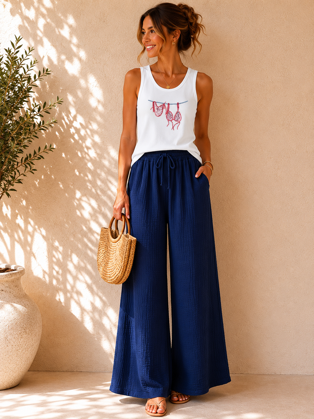 Pantalon loose gaz de coton 2430