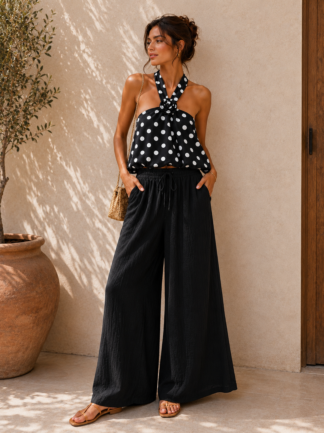 Pantalon loose gaz de coton 2430