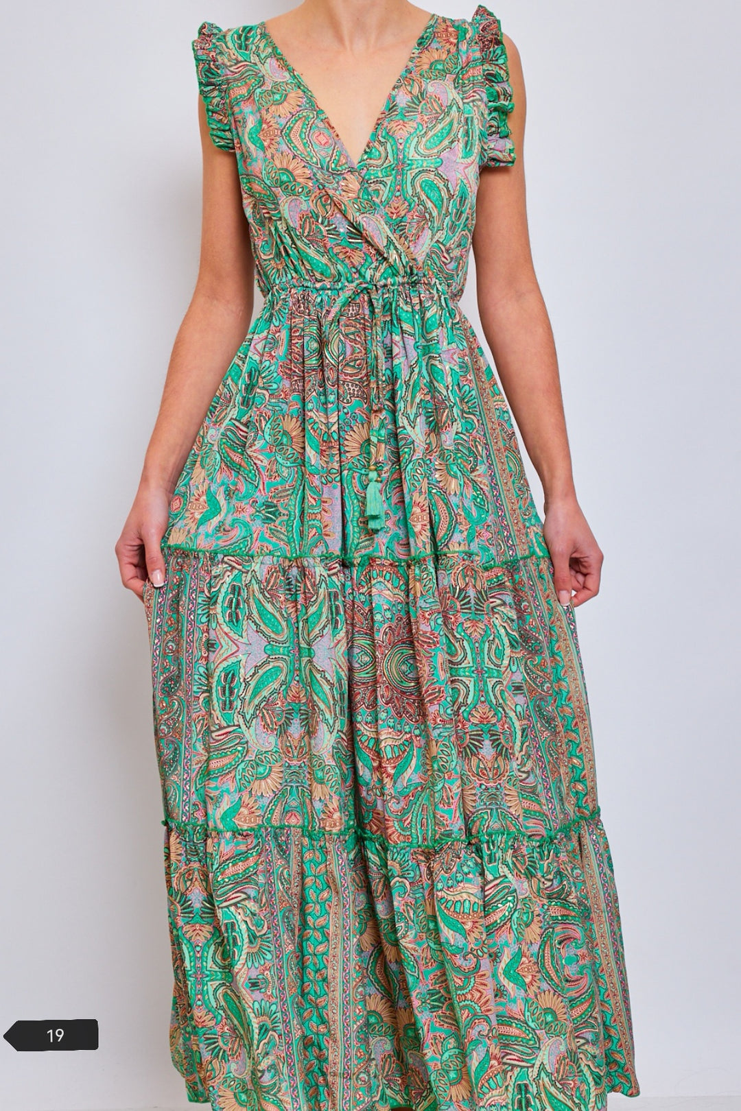 Robe imprimée col croisé Vert 1537-30