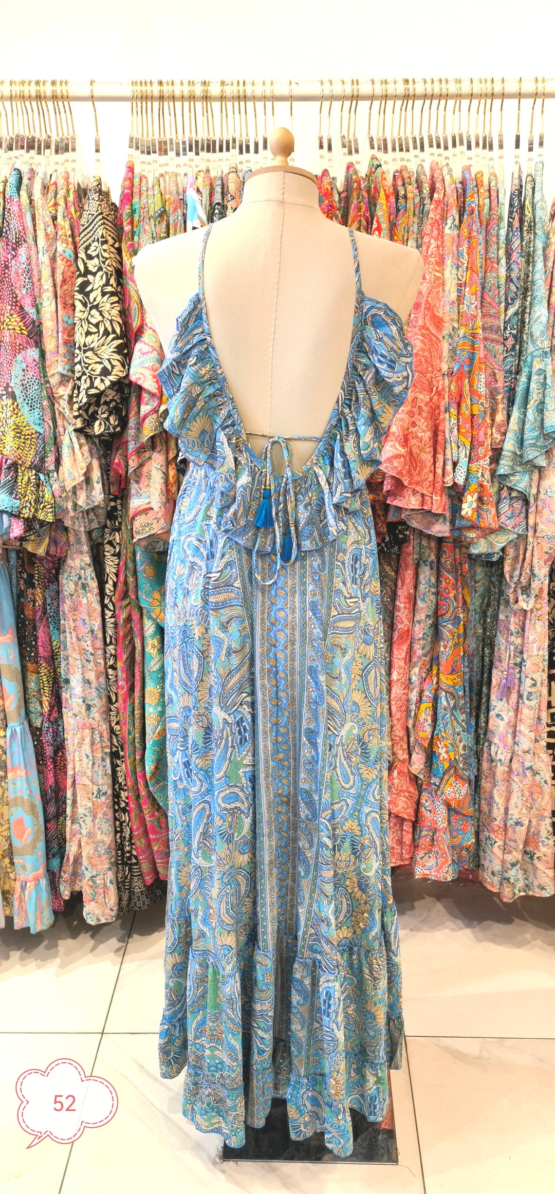 Robe imprimée dos volant Bleu 1572-52