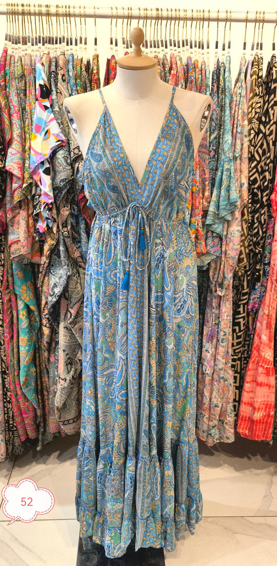 Robe imprimée dos volant Bleu 1572-52