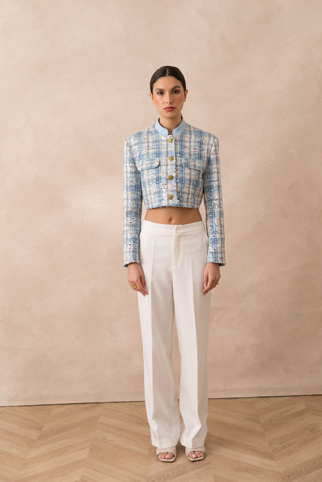 Veste tweed sequin bleu 2535