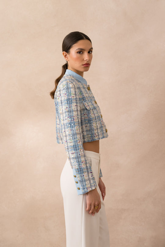 Veste tweed sequin bleu 2535