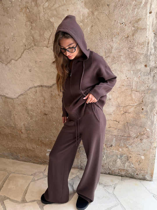 Ensemble En Maille Gilet + Pantalon Choco H906