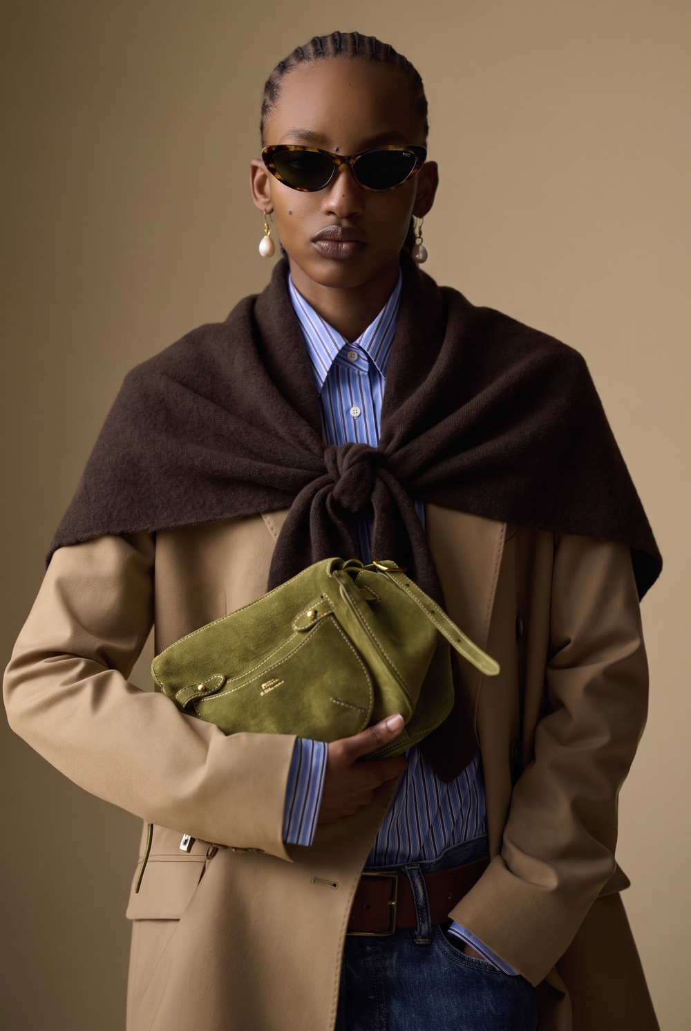 Écharpe Foulard Croisée En Maille Tricoté Choco 2701