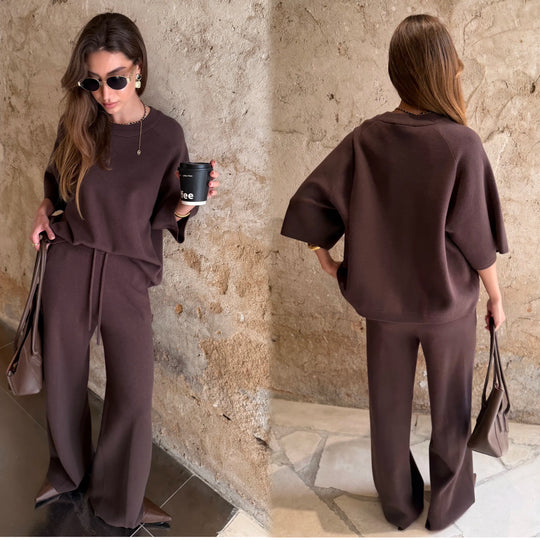 Ensemble En Maille Tshirt + Pantalon Choco H896