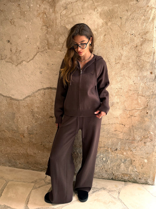 Ensemble En Maille Gilet + Pantalon Choco H906