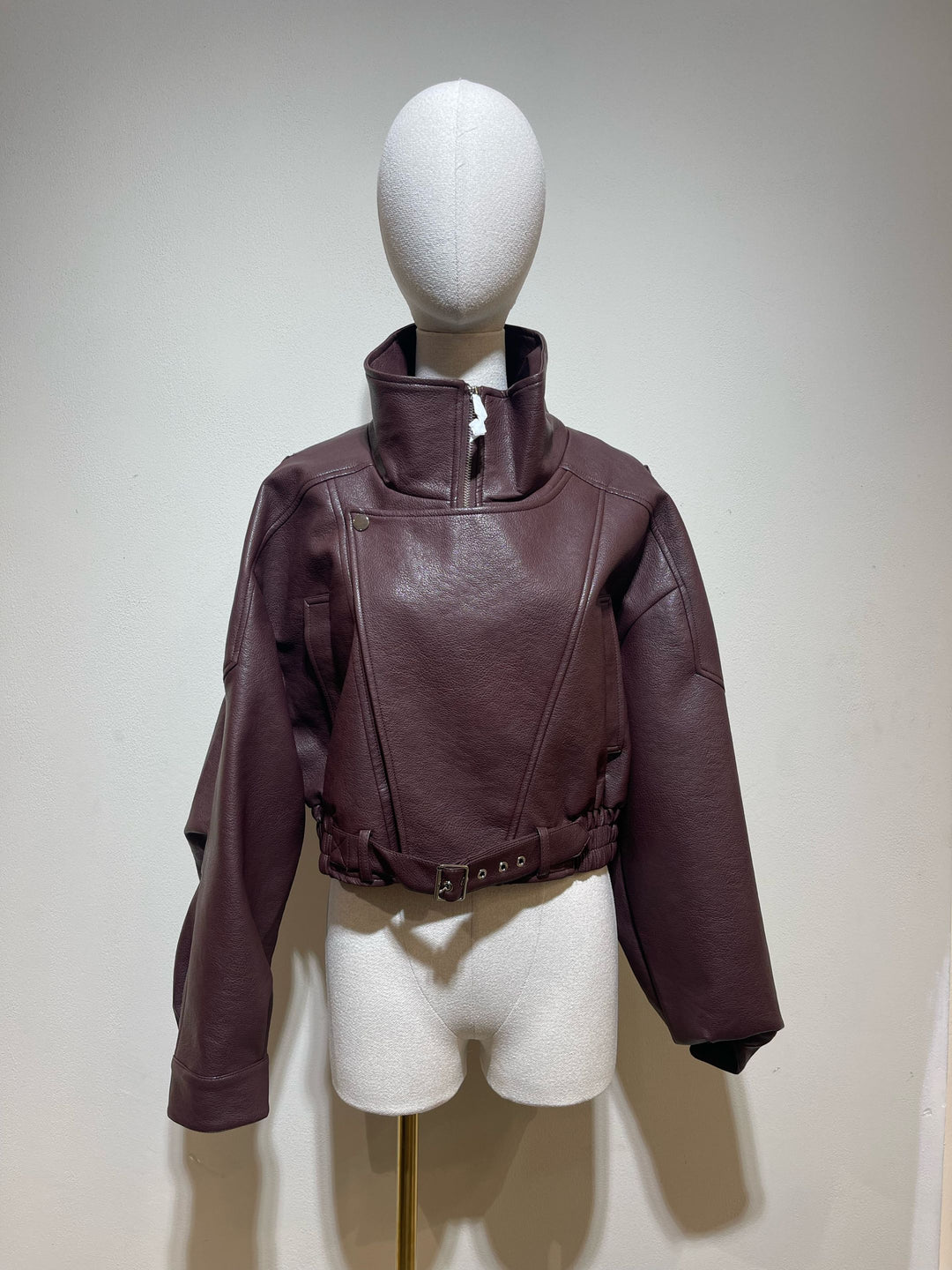 Veste similicuir cintré à la taille 8473 Bordeaux