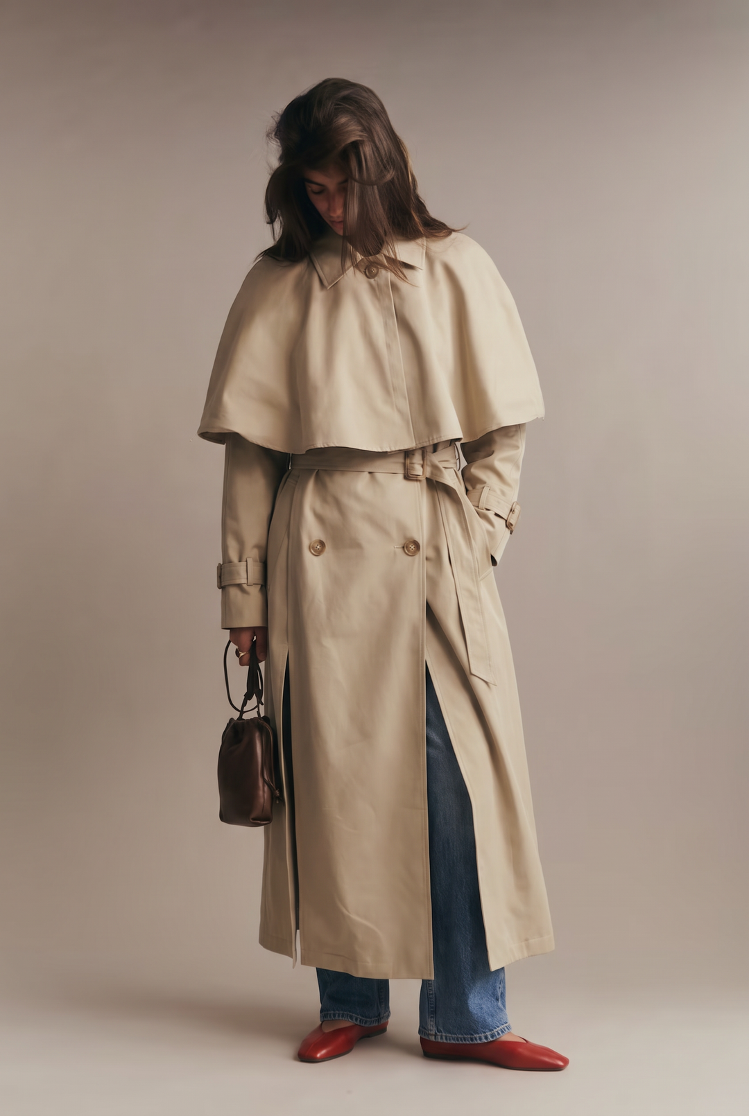 Trench grand col beige  16185