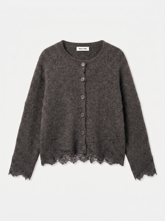 Gilet manches dentelle Gris 2752