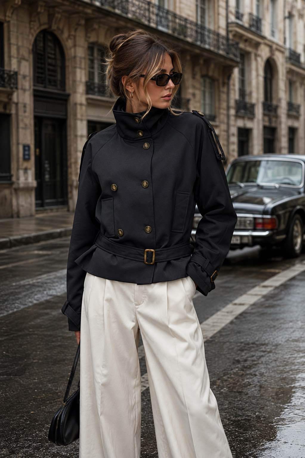 Trench cintre ceinture Noir 10286