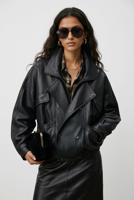 Veste similicuir oversize 870 Noir