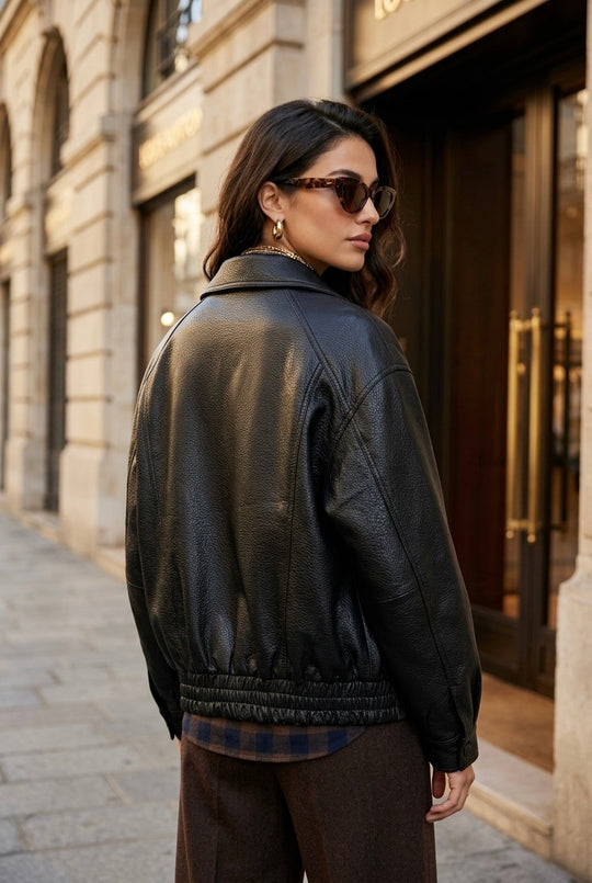 Veste similicuir oversize 870 Noir