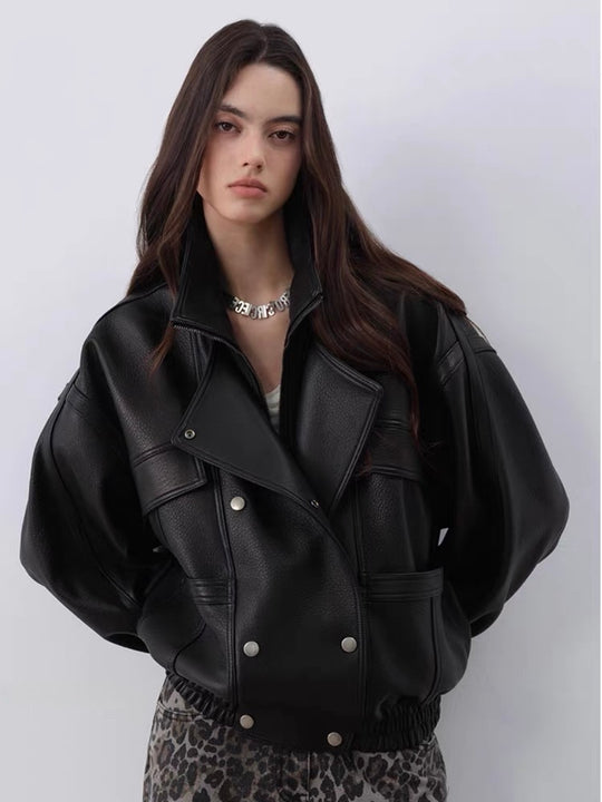 Veste similicuir oversize 870 Noir
