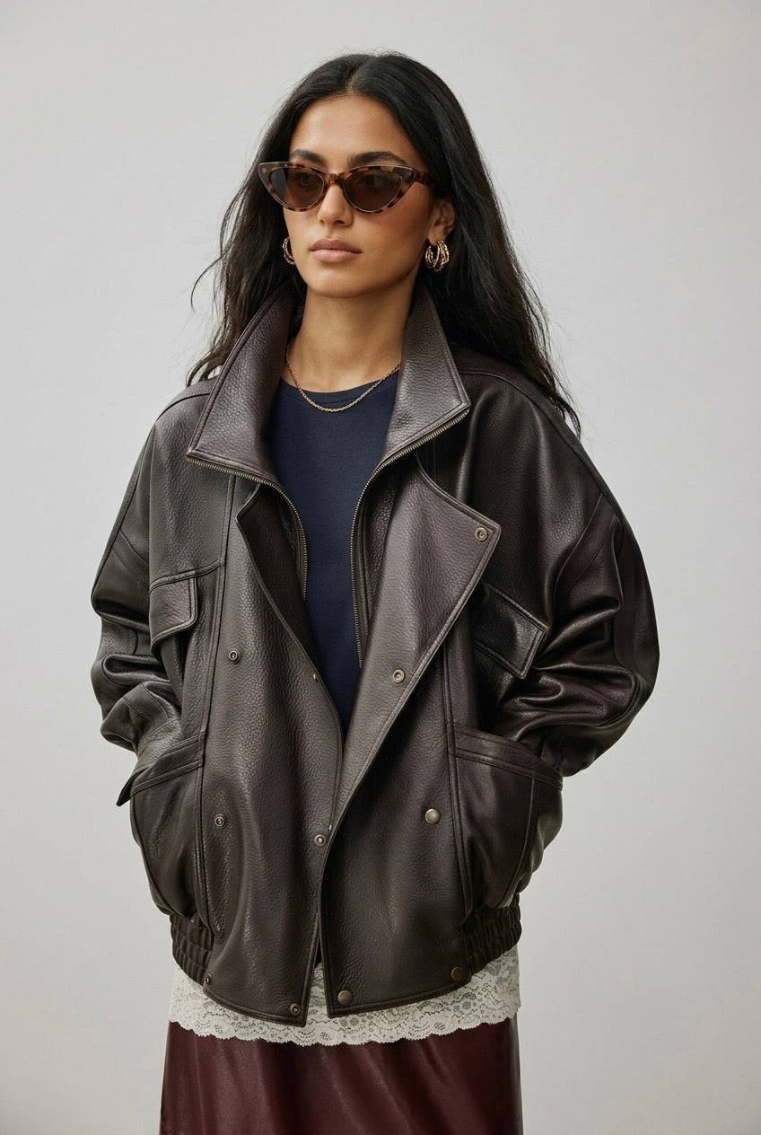 Veste similicuir oversize 870 Choco