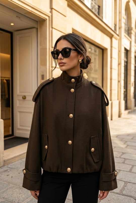 Veste bouton or 873 choco